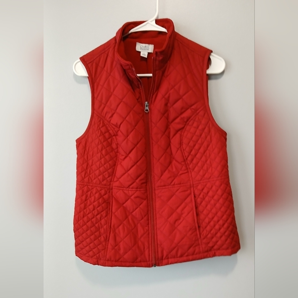 Croft & Barrow Quilted Zip Front Vest Womens Small Cinched Back